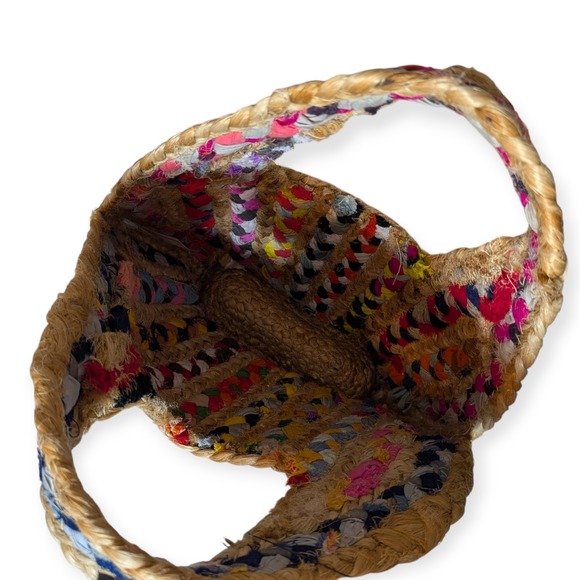 Magid Petite Striped Jute Trapeze Tote Bag Multicolor NWT Boho Summer - Picture 3 of 6